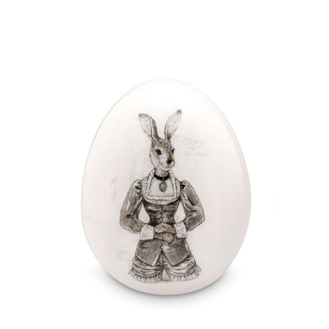 Decorative egg 10cm Mrs. Bunny retro - 1