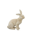 Figurka dekoracyjna 26,7x25,7x11,8cm królik siedzący kremowy - 3