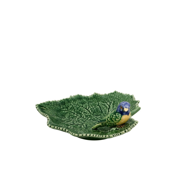 plate Cineraria 19x19cm green+blue bird