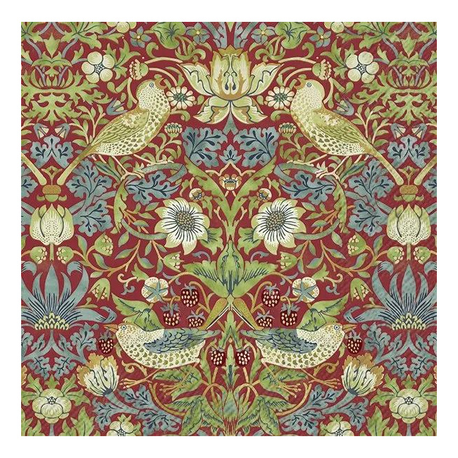 Napkins 33x33cm Strawberry Thief V&A Red 20pcs