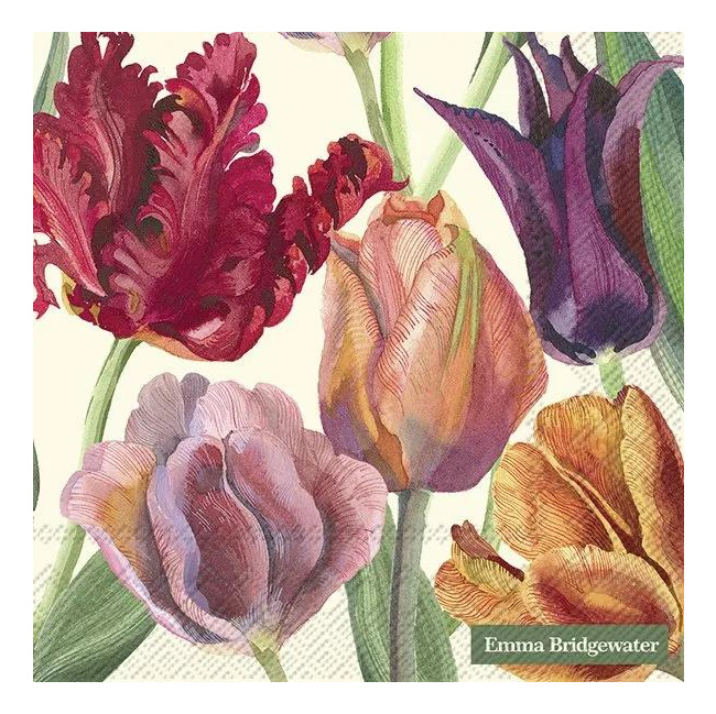 Napkins 33x33cm Tulips Cream 20pcs
