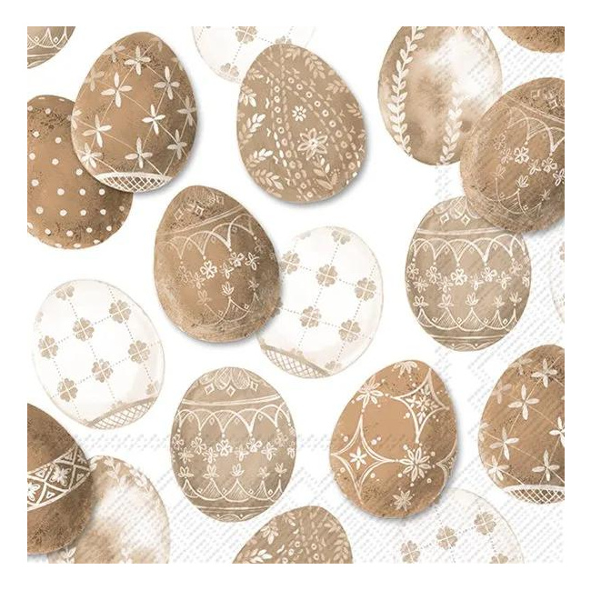 Napkins 33x33cm Decorated Light Brown 20pcs