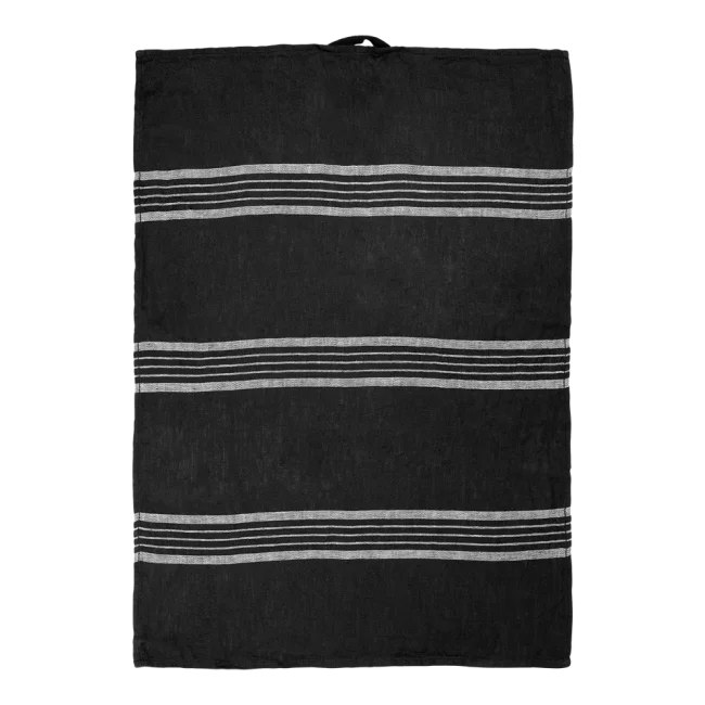 Kitchen towel 70x50cm black lines linen - 1