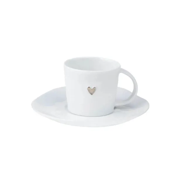 Filiżanka ze spodkiem 80ml do espresso serce silver