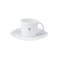Espresso cup with saucer 80ml heart silver - 1