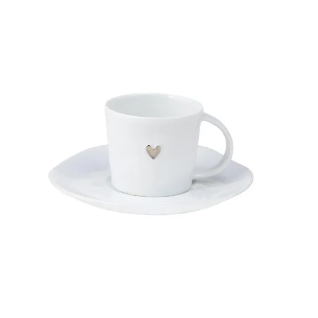 Espresso cup with saucer 80ml heart silver