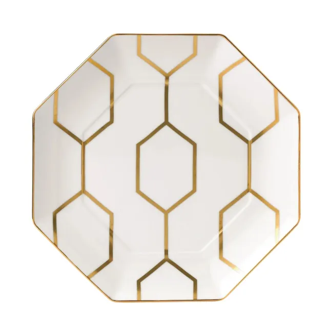 Talerz Gio Gold 23cm ośmiokątny biały
