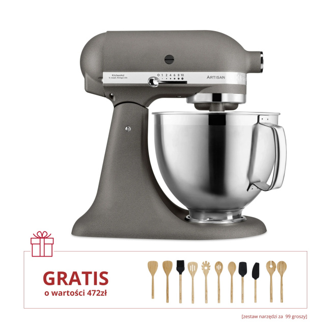 Stand Mixer Artisan 5/185 matte gray + 11-piece kitchen accessory set Classic 