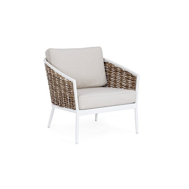 garden armchair Metz white + cushions
