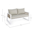 Sofa ogrodowa Cannes 2-osobowa white + poduszki - 4