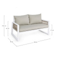 garden sofa Cannes 2-seater white + cushions - 4