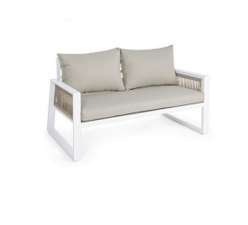 Sofa ogrodowa Cannes 2-osobowa white + poduszki