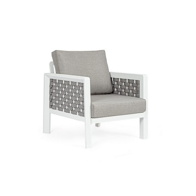 garden armchair Oviedo white + cushions