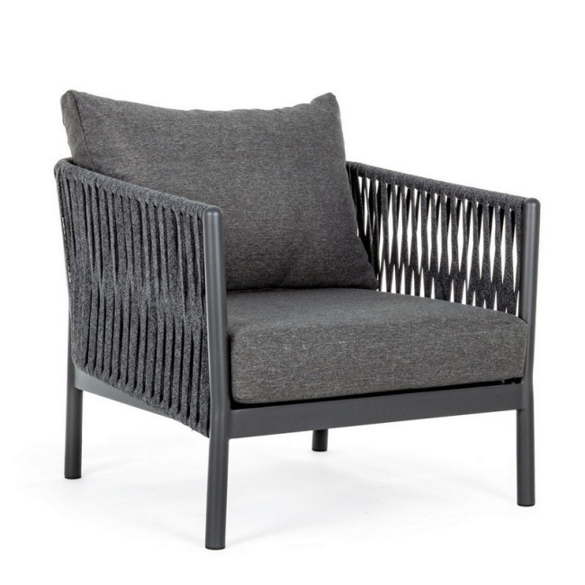 garden armchair Formentera 86x85x80cm charcoal + cushions - 1