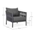 garden armchair Formentera 86x85x80cm charcoal + cushions - 10