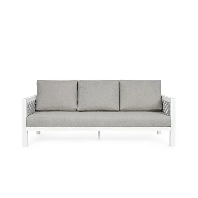 Sofa ogrodowa Oviedo 3-osobowa white + poduszki