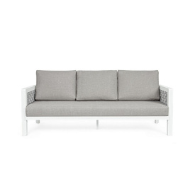 Sofa ogrodowa Oviedo 3-osobowa white + poduszki