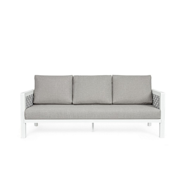 garden sofa Oviedo 3-seater white + cushions