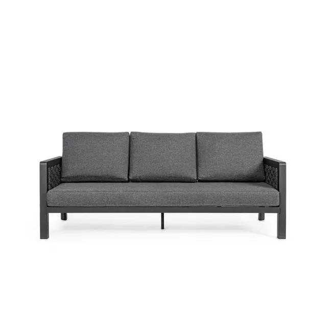 Sofa ogrodowa Oviedo 3-osobowa antracyt + poduszki - 1