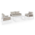 garden furniture set Cannes white - 4 pieces + cushions - 1