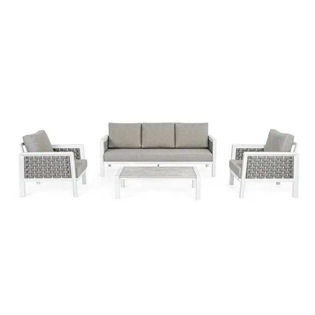 Zestaw mebli ogrodowych Oviedo White - 4 elementy + poduszki