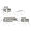 Zestaw mebli ogrodowych Oviedo White - 4 elementy + poduszki - 2