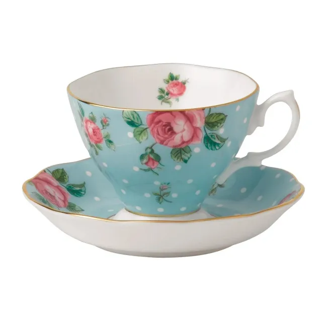 Filiżanka ze spodkiem Polka Blue 180ml