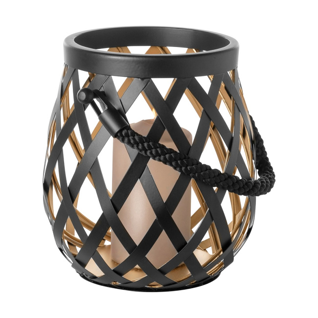 lantern Otis with glass insert 24x22cm black-gold