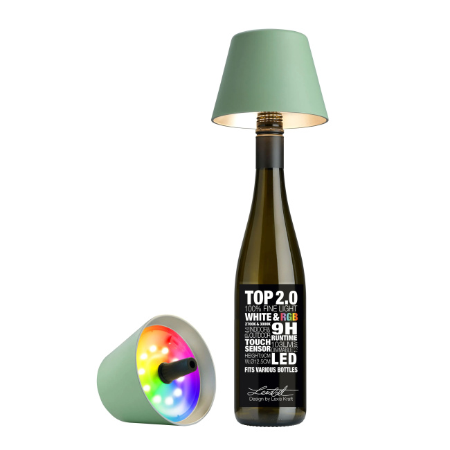 lamp Top 2 for bottle 1.3W 103lm 3000K (USB-C battery) olive green - 1
