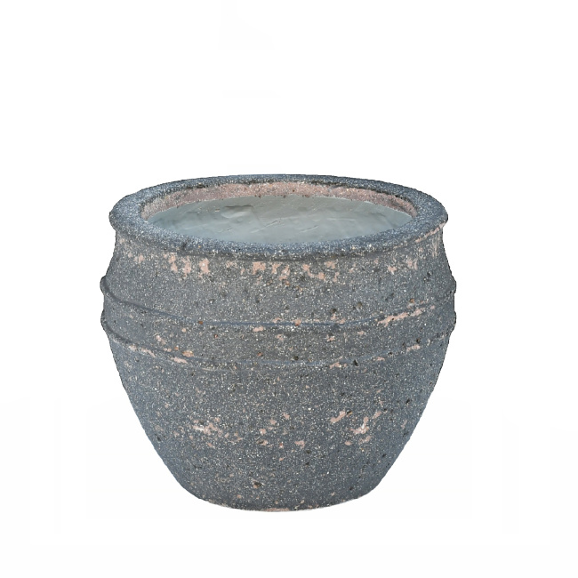 flowerpot Lines 24x29cm S crea lime black stone