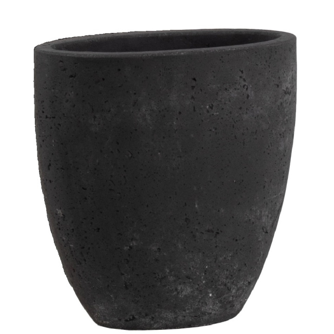 Flowerpot High Oval 38x19x38cm rozmiar L black light cement