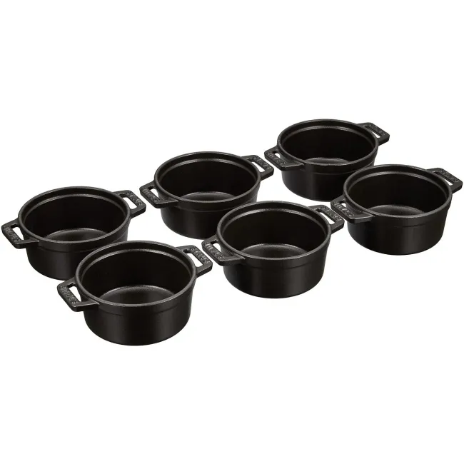 Komplet 6 garnków Mini Cocotte 250ml 10cm czarny