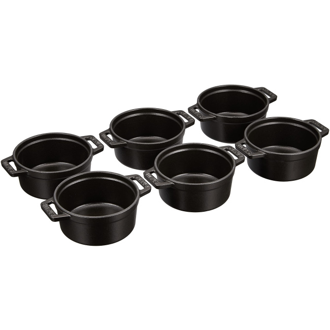 Set of 6 pots Mini Cocotte 250ml 10cm black