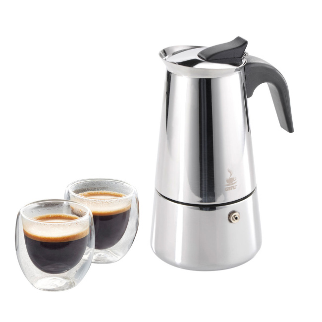 steel coffee maker 4/200 ml + 2 glasses