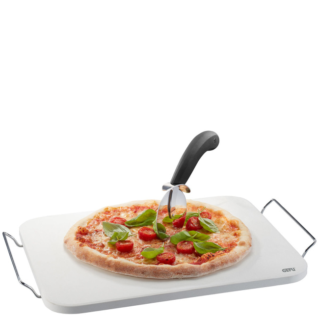 zestaw: nóż do pizzy + kamień ze stojakiem prostokątnym