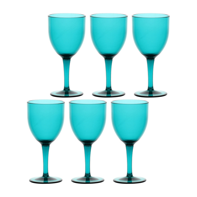 set of 6 wine glasses 400 ml, turquoise