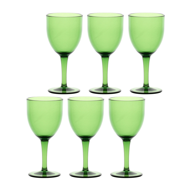 set of 6 wine glasses 400 ml, green