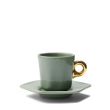 Cup with saucer Sculpture 90ml stone green