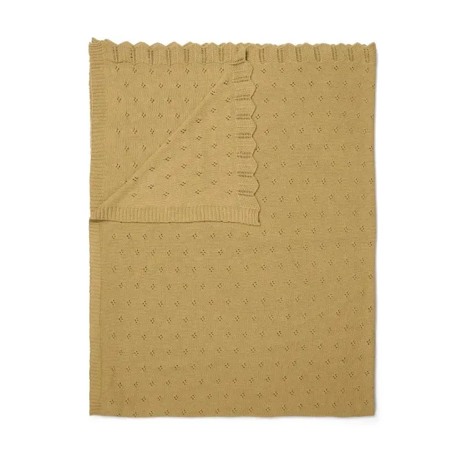 Pled Knited Ajour 130x170cm fern yellow