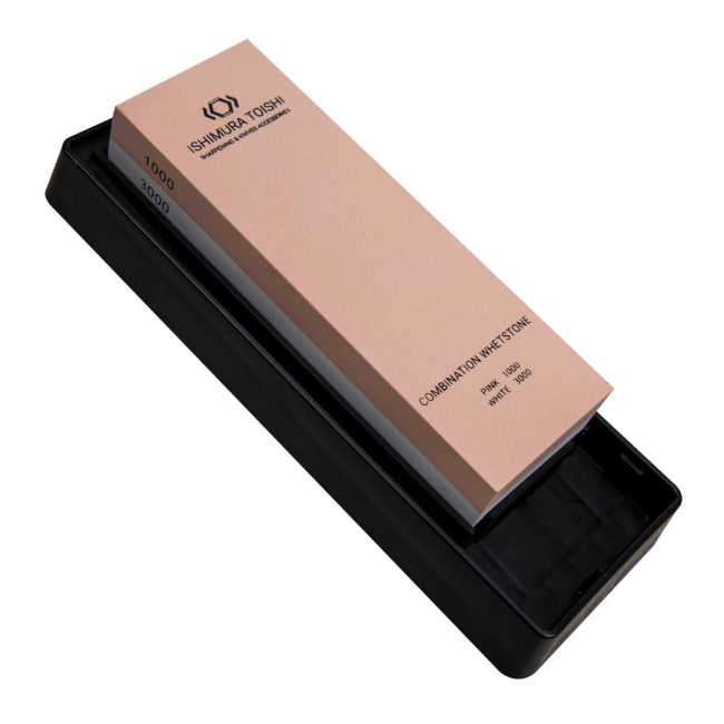 Sharpening stone 1000/3000 double sided with stand