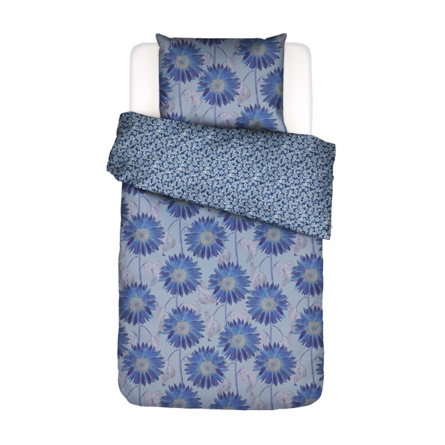 bedding Yule 135x200cm with pillowcase 80x80cm blue flowers