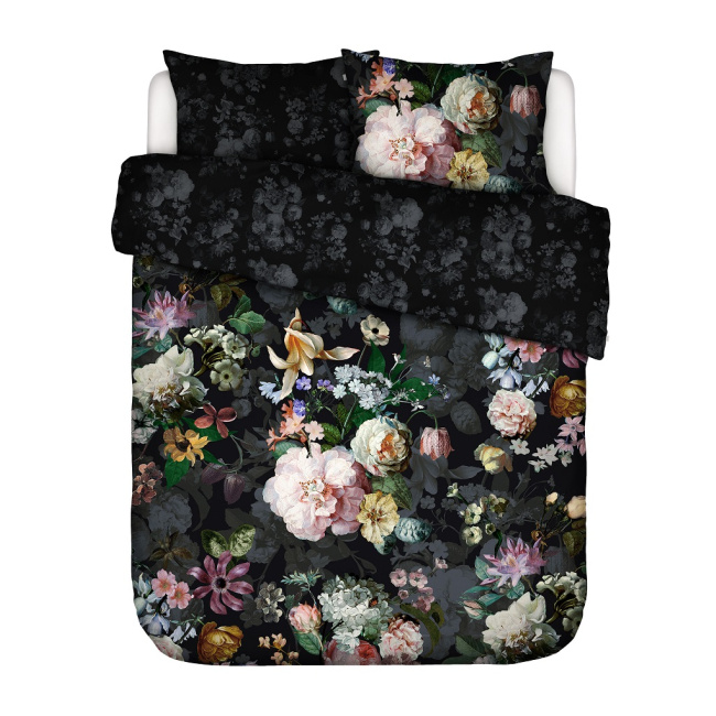 Bedding Fleur Festive 200x200cm with 2 pillowcases 80x80cm floral black - 1