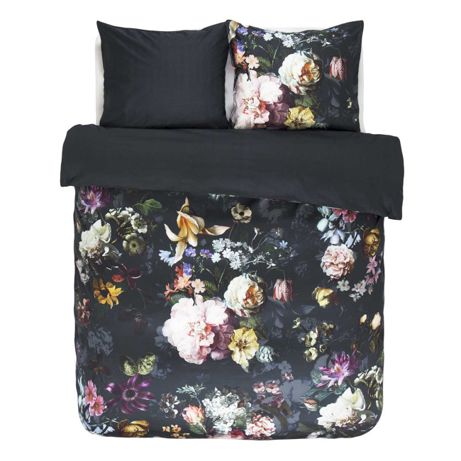 Bedding Fleur 200x200cm with 2 pillowcases 80x80cm navy floral