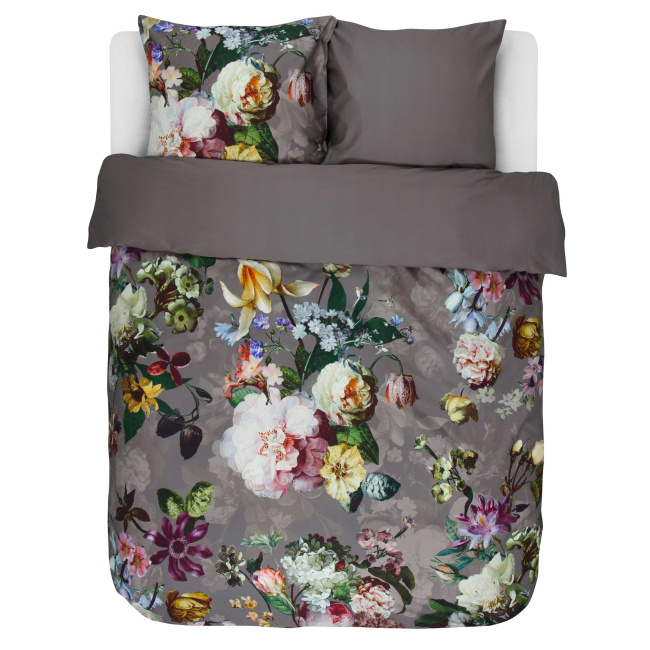 Bedding Fleur 200x200cm with 2 pillowcases 80x80cm dark grey