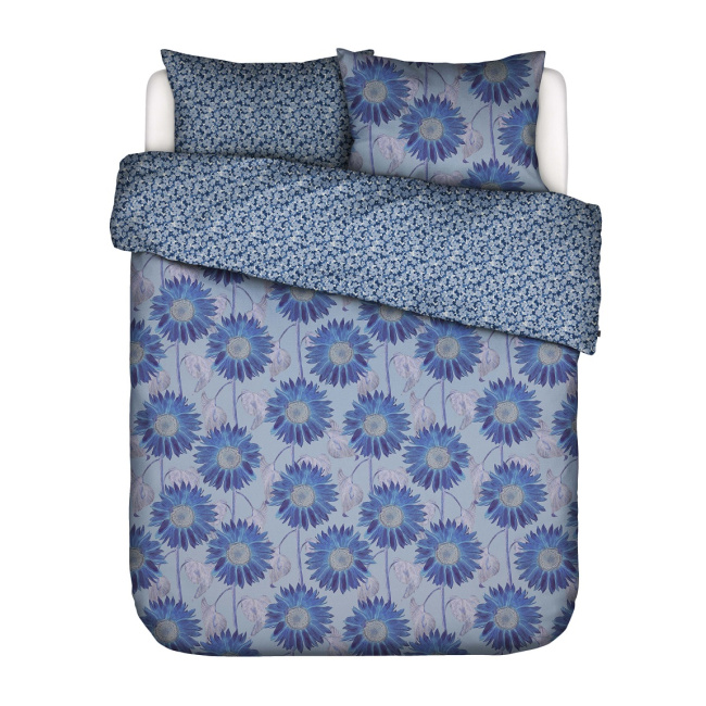 bedding Yule 200x220cm with 2 pillowcases 60x70cm blue flowers