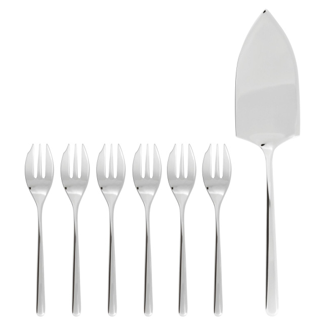 set of 6 forks Linear + cake server