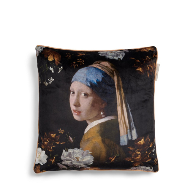 Cushion Floral Girl 50x50cm black