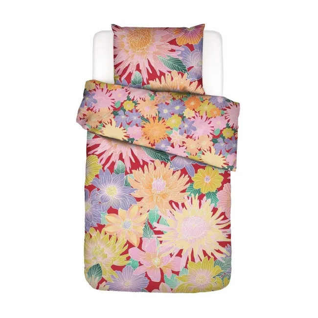 Bedding Flower fling 155x220cm with pillowcase 80x80cm floral red