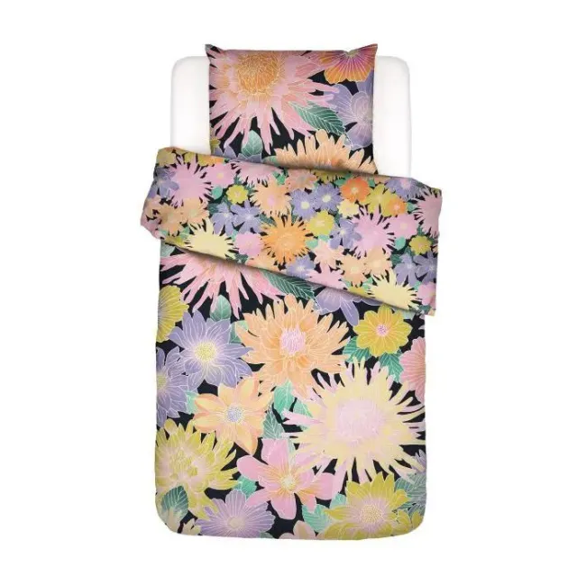 Bedding Flower fling 140x220cm with pillowcase 60x70cm black