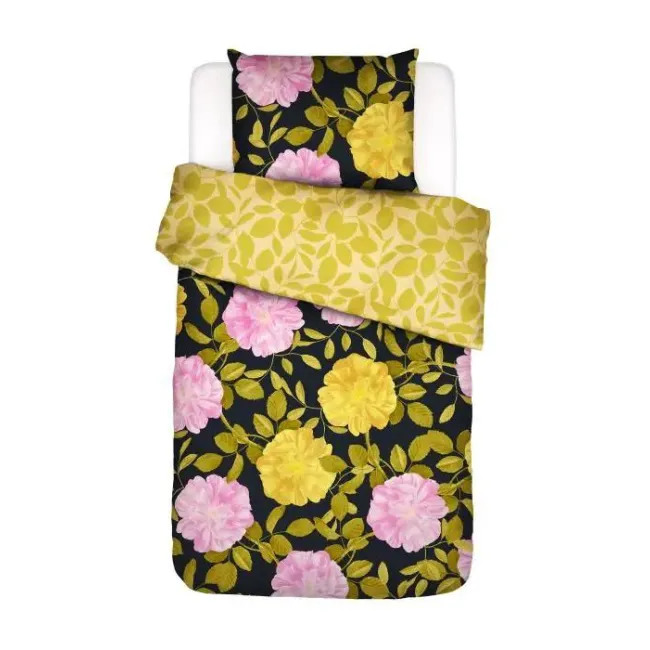 Bedding Bloom with a view 140x220cm with pillowcase 60x70cm black